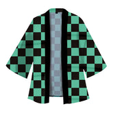 Kimono Tanjirou Cospaly Costume Cotton Print Casual Coat with Earrings Halloween Carnival Suit
